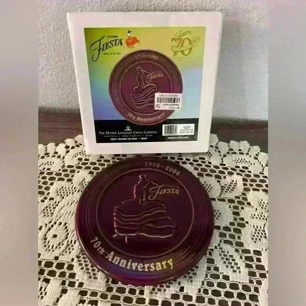 Fiesta Homer Laughlin 2007-70th anniversary Collectible trivet Heather color-new